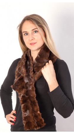 Brown mink fur scarf - Created with mink fur remnants